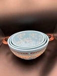 Temptations By Tara Floral Lace Light Blue 3-PIECE Round Nesting Bakeware Set. Fixed Price $63.99.