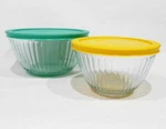 New 4-PC Pyrex Sculptured Glass Storage Bowl Set 6 & 3 Cup Mixing Baking. Fixed Price $26.24.