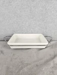 Godinger Rectangle Porcelain Casserole Dish With Silver Serving Rack 10" X 6.5". Fixed Price $34.98.