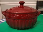 Celebrating Home Burgundy/berry Bean Pot With Lid 4-QUART Stoneware. Fixed Price $29.00.