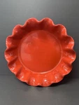 Emile Henry France 6187 Red White Ruffled Pie Baking Dish Ceramic 10 Diameter. Fixed Price $22.00.