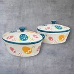 Temptations Set Of 2 Easter Egg Hunt 10 Oz Small Casserole Dish W Lids. Fixed Price $33.99.