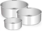 E-far Cake Set Of 3 (4 /6 /8), Deep Stainless Steel Round Tins. Fixed Price $25.16.