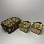 Temptations By Tara Carved Brown Old World 4PC Bakeware Dishes Hand Painted. Fixed Price $30.95.