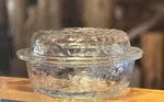 Libbey Orchard Fruit Clear Glass 3 Qt Round Casserole Baking Dish Pie Plate Lid. Fixed Price $39.50.
