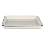 Tablecraft 80012 Enamelware White 16 X 11.5" Serving Tray W/ Black Rim. Fixed Price $55.14.