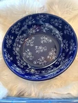 Temptations By Tara Blue & White Floral Lace Freezer To Oven Table 6 Qts. Fixed Price $49.99.