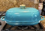 Le Creuset Oval Bread Oven 1.5 Qt Riviera Teal Cast Iron France Baker Pan New. Fixed Price $289.99.