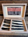 Jean Dubost Laguiole 4-PIECE Cheese Spreaders Set Wooden Box Bee Emblem France. Fixed Price $45.00.