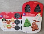 2 Wilton Christmas Cookie & Mini Cakes Baking Sheet Pan Shapes Molds Non Stick. Fixed Price $22.99.