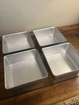 4 Wilton Inch Square Small Cake Bake Tins Never Used Made 1971 502-2162. Fixed Price $29.95.