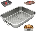 Stainless Steel Roasting Pan With Rack & HANDLES,15.5" X 11.6"- Food Grade No Co. Fixed Price $49.01.