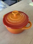 Le Creuset Mini Round Cocotte Ramekin With Lid 8 Oz Enamel Stoneware Palm Orange. Fixed Price $27.00.
