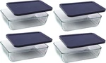 Pyrex 6-CUP Rectangle Glass Food Storage Containers With Blue Plastic Lids. Fixed Price $69.86.