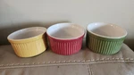 Emile Henry Ramekins Custard Baking Cups Red 6 Oz Ribbed Set Of France 1002. Fixed Price $21.71.