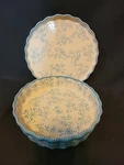 Temp-tations Floral Lace Blue 10" Scalloped Casserole Quiche Dish & Lid-it Tray. Fixed Price $23.99.