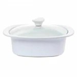 Gibson Elite Gracious Dining 1.9 Quart Stoneware Casserole White With Glass. Fixed Price $30.11.