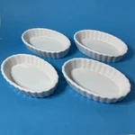 Set Of Mini Stoneware Fluted Tart Flan Baking Dishes White 4.75X2.75. Fixed Price $25.95.