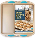 Perlli Cookie Sheet Baking Pan 2 Piece Set, 9X13" Gold Nonstick Trays With Bl.... Fixed Price $33.80.