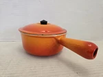 1960'S Crueset Orange Flame #16 Sauce Pot & Lid Hollow Handle Free Shipping. Fixed Price $79.99.