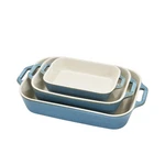 Staub Ceramic 3-PC Rectangular Baking Dish Set Rustic Turquoise. Fixed Price $130.07.