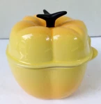 Creuset Petite Soleil Yellow Bell Pepper Stoneware Cocotte Casserole 13 Oz. Fixed Price $46.50.