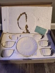 Brand New Open Box Brew Plate Cup Set Of Six In White Gold. Fixed Price $20.00.
