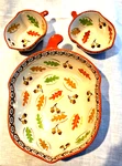 Temptations By Tara Old World Fall Leaves Acorns 3PC Bakeware 2 Qt Casserole. Fixed Price $54.00.