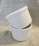 Crate & Barrel White Porcelain Ribbed Ramekins/ Set Of 2.5 3.75" Dia.. Fixed Price $12.00.