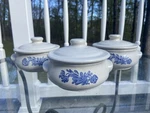 Vintage Pfaltzgraff Yorktowne Lidded Chowder/casserole Bowls Set 305Y. Fixed Price $34.99.