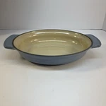 Creuset Casserole #27 Cast Iron Au Gratin Enameled Baker Blue Made France. Fixed Price $69.00.