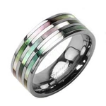 Triple Abalone Stripes Titanium Classic Couples Wedding Ring Band R131. Fixed Price $18.54.