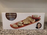 Rachael Ceramic Orange Baguette Tray & Dipping Cup Set, 2 Pieces. Fixed Price $30.00.
