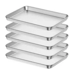 Baking Sheet Set Of 5, Bastwe 18 Commercial Piece X Inch, Silver. Fixed Price $62.09.