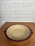 Pampered Chef Cranberry Pie Plate Stoneware Scalloped 1114 9IN. Fixed Price $25.00.
