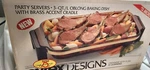 Retro Pyrex 2331-F Party Server 3QT Oblong Baking Dish Brass Accent Cradle W/box. Fixed Price $12.00.