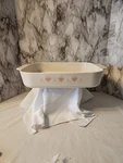 Corning Ware Forever Yours Open Roaster Lasagna Casserole A-21-B-N- Pink Hearts. Fixed Price $34.99.