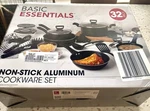 Basic Essentials 32 Piece Non Stick Cookware Set Aluminum Tefkon Classic Nos. Fixed Price $75.55.