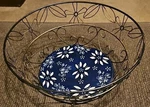 Temptations By Tara Blue Old World Floral Lace Wire Fruit Basket Bottom Trivet. Fixed Price $24.97.