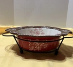 Temptations 0.5 Qt Casserole Dish Floral Lace Bakeware Ppp 796569 Brown/red. Fixed Price $20.00.