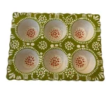 Anthropologie Cozy Baking Hand Painted Stoneware Muffin Cupcake Pan Green Whimsy. Fixed Price $29.91.
