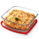 2.7 Qt Square Glass Baking Dish With Red Visible Lid, 9X9. Fixed Price $41.21.
