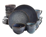 Laurie Gates Matisse Dark Spotted Blue Dinnerware Stoneware 16 Pcs Set Nib. Fixed Price $109.50.