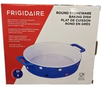 Frigidaire Stoneware Baking Dish Blue Polka Dot 9" Round Box. Fixed Price $29.99.