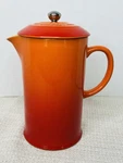 Creuset Stoneware French Press Coffee Maker Volcanic Flame Orange Excellent. Fixed Price $78.90.