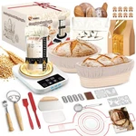 Sourdough Starter Kit With Warmer, Glass Jar And Banneton 10" X 9", White. Fixed Price $75.68.