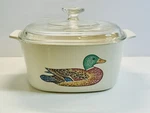 Corningware Duck Mallard Casserole Dish Liter A-3-B, Clear Lid -rare!. Fixed Price $499.99.
