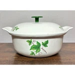 Vintage 1950S Prizerware White Enamel Cast Iron Dutch Oven Green Ivy Painted RC2. Fixed Price $40.00.