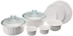 Corningware French White 10-PC Ceramic Bakeware Set With Lids Chip And Crack .... Fixed Price $85.29.
