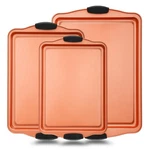 Nutrichef Home Kitchen Bake Pan Cookie Sheet Stackable Baking Tray Set. Fixed Price $31.99.